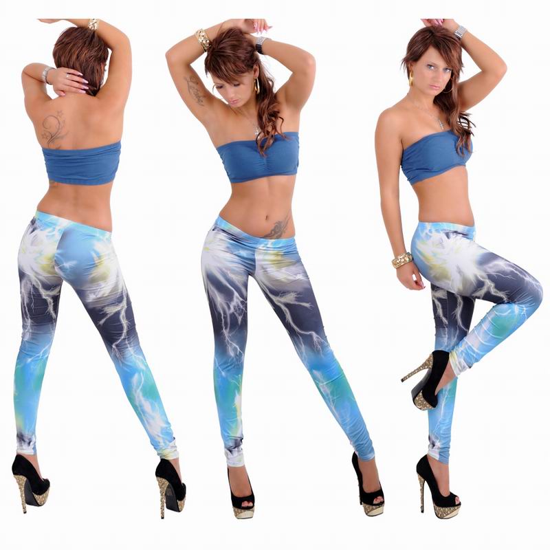 Blue Lightning Galaxy Rainbow Printed Pants Tights Leggings